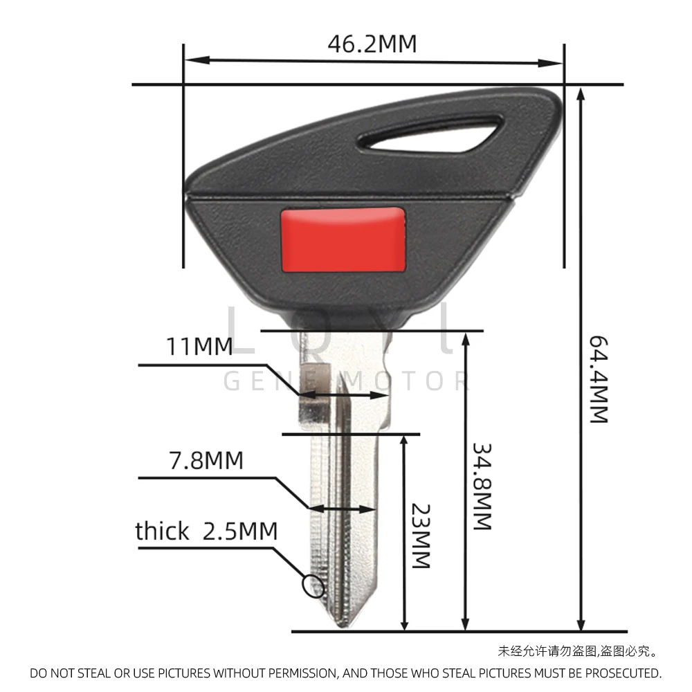 1Pcs 오토바이 빈 키 Aprilia RS660 GT200 2024-2025 용 Uncut 키 교체 도난 방지 칩 배치 가능