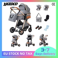 Poussette 3 en 1 multifonctionnelle pour bébé, chariot haute position, inclinable, pliable et léger, poussette de marche, landau 1