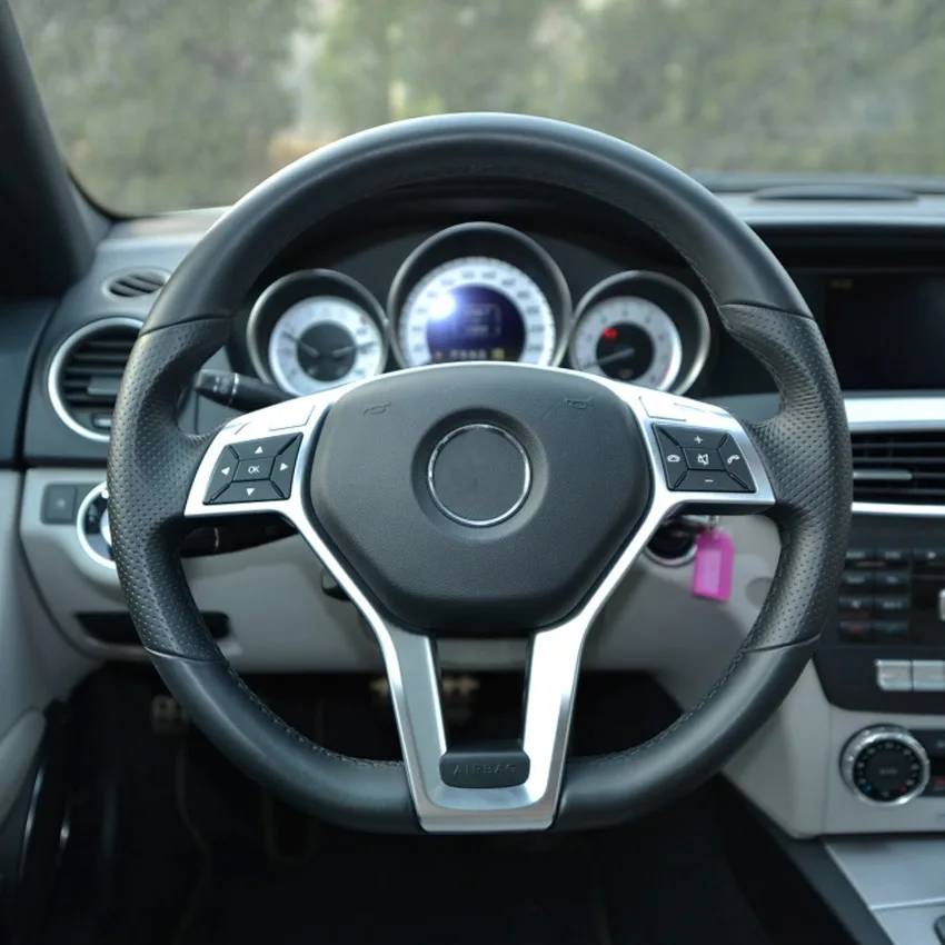 Ruili52 자동차 핸들 프레임 트림 커버, 메르세데스 벤츠 A C E CLA CLS GLA 클래스 W176 W204 W212 C117 용, 자동차 트림 커버