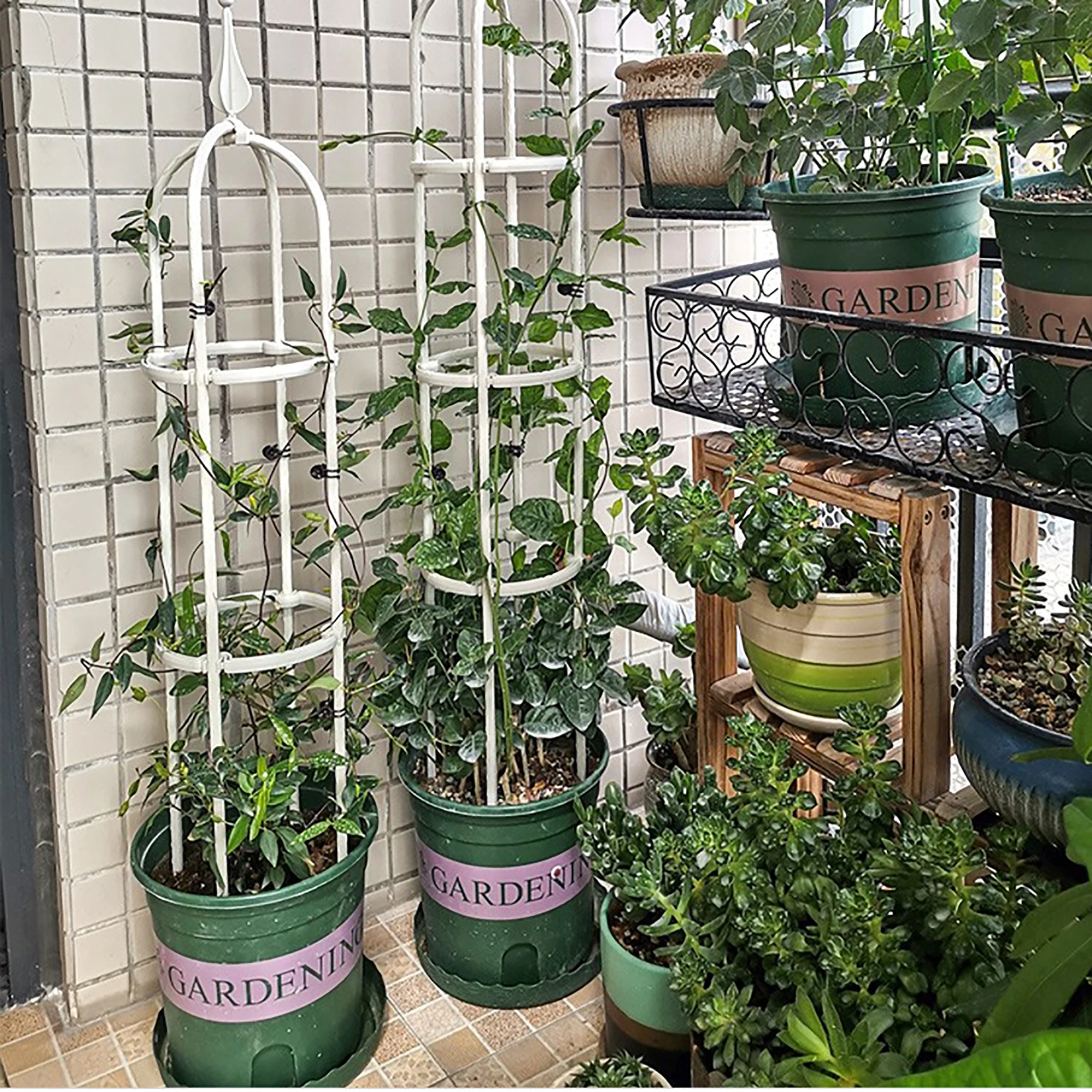 MQUPIN Verbeterde tuinobelisk, obelisktoren voor klimplanten van 150 cm, duurzame U-vormige houder voor tuin, zoete erwtenframe, binnen en buiten, houder