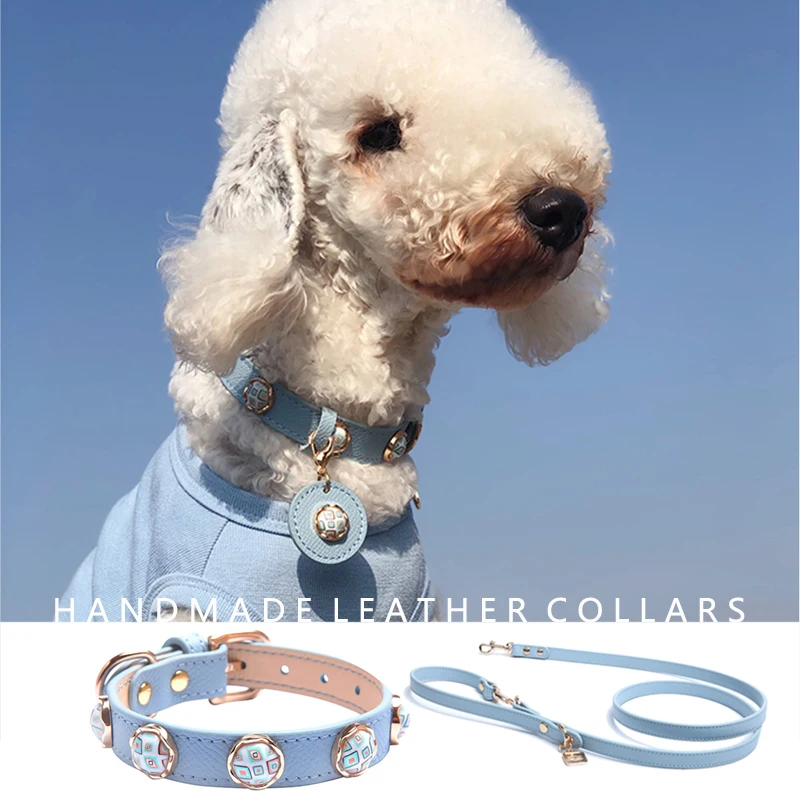 Custom Handmade Leather Dog Collar Luxury Dog Jewelry Small-large