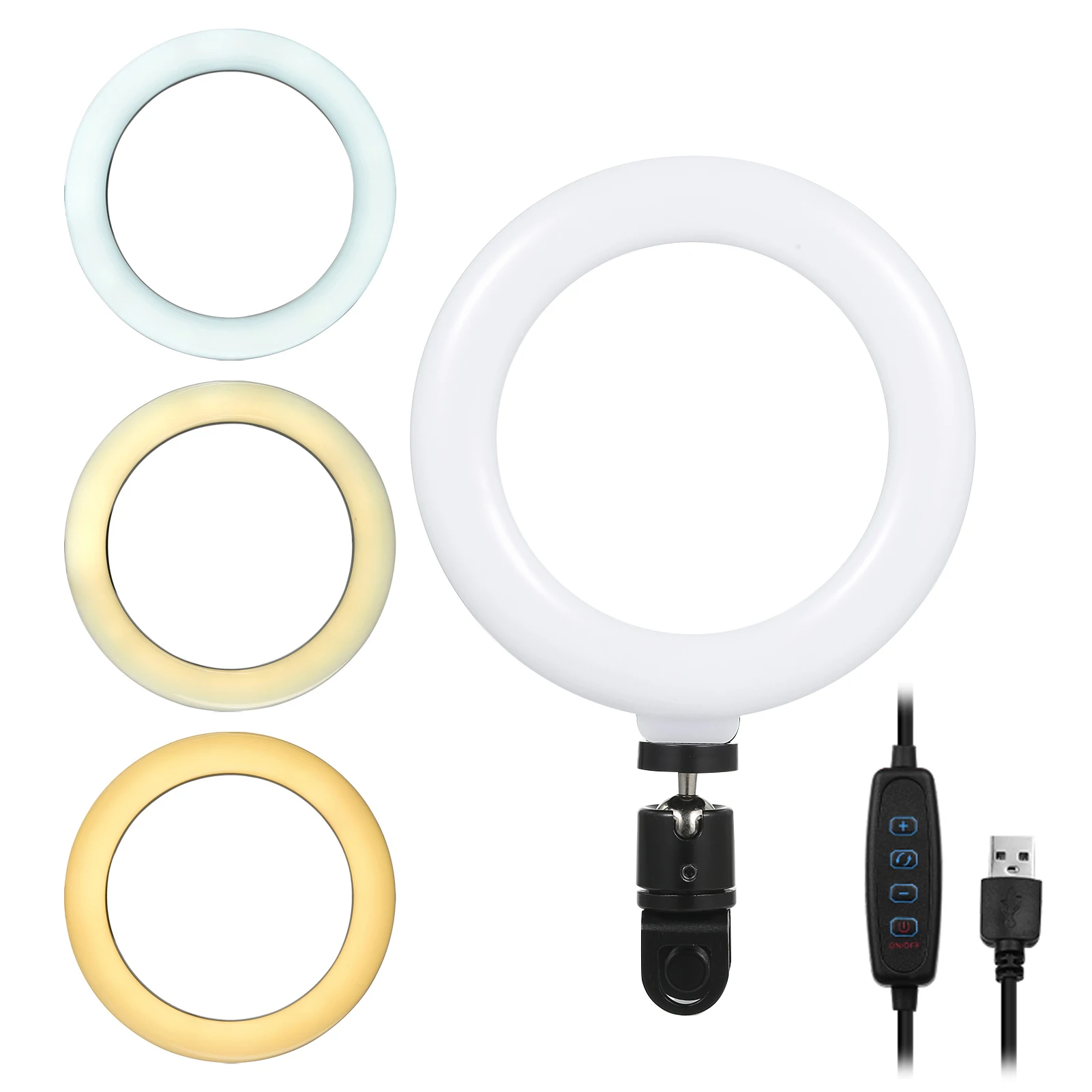 Dimmable 6'' Round Light for Laptop Computer Clip Video Fill Light Conference Ring Beauty Live for Makeup Selfie USB