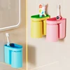 1PC Toothbrush Cup Multi-function Punch-free Toothbrush Holder for Bathroom Wall-mounted Cups Gargle Plastic Products Home 1