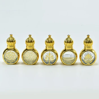 10ml Luxury Gold Essential Oil Roller Bottle Crown Shape Perfume Bottling Portable Travel Electroplated Carve Glass Empty Bottle
