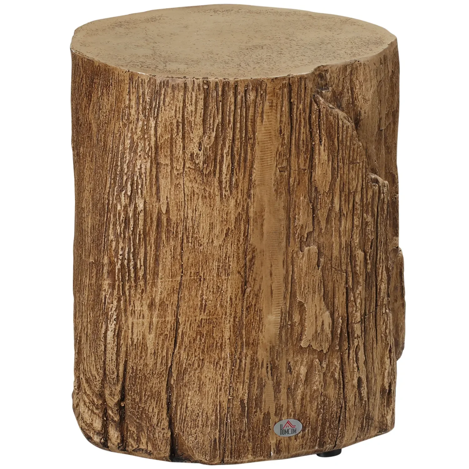 

HOMCOM Tree Stump Stool, Decorative Side Table with Round Tabletop, Concrete End Table with Wood Grain Finish, for Indoors and O
