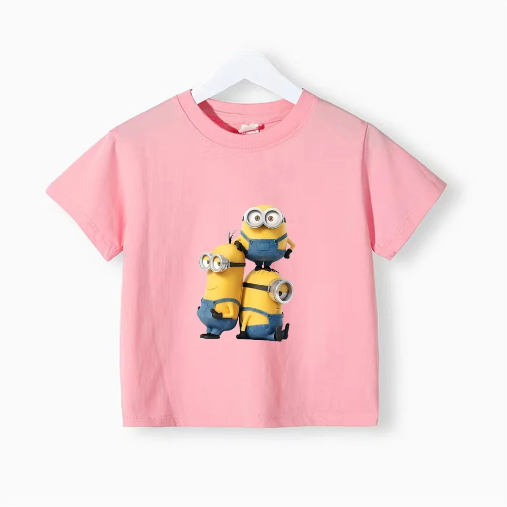 thumbnail image 1 of Camiseta de verano 100 % algodón para adolescentes, camisetas para niños con estampado sencillo de Minions de dibujos animados, camisetas de cuello redondo para bebés, ropa de manga corta para niños y, 1 of 5