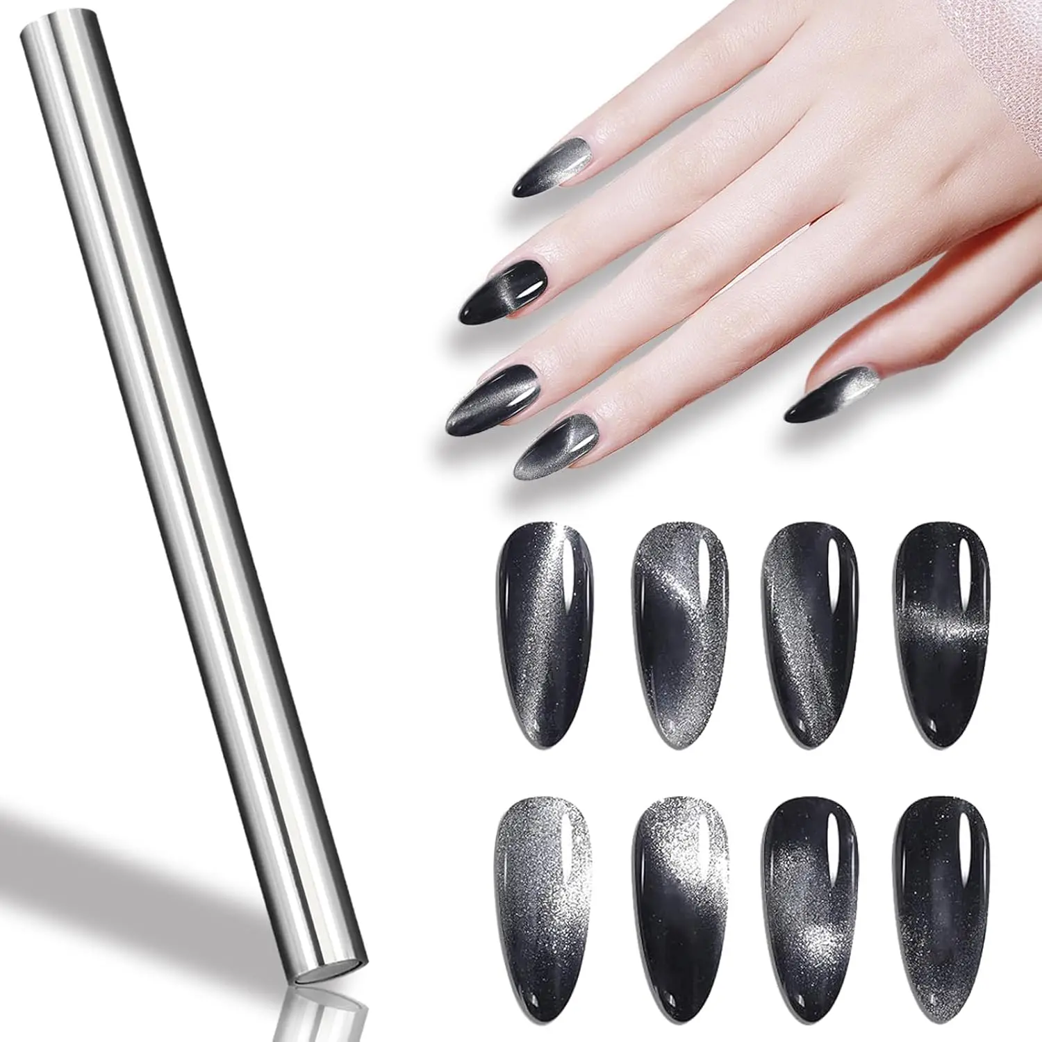 Cat Eye Nail Tool 1PC Cat Eye Nail Magnetic Stick Cylindrical Magnet for Cat Eye UV Gel Polish Snowlight Glitter Effect Manicure Design