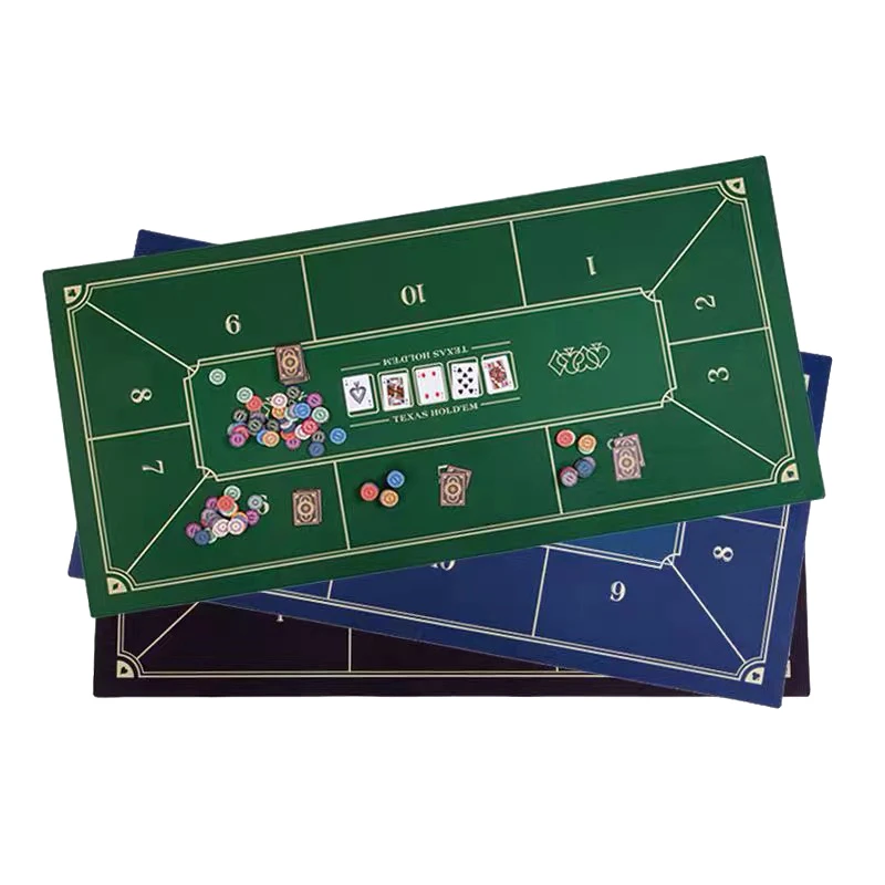 

1.8*0.9m Thickness 2mm Locked Edge Texas Hold'em Rubber Poker Tablecloth 10-person Seat Square Poker Table Mat For Gambling Game