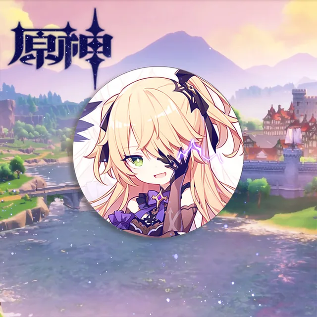 Game Genshin Impact Brooch Pin Hu Tao Klee Xiao Zhongli Raiden Shogun Ganyu Cosplay Anime Badge Accessories For Clothes Bag Gift 3