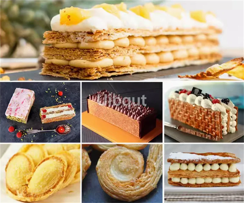 Bandeja para hornear hojaldre rectangular Mille Feuille molde para repostería plato perforado horno París tienda dulce b