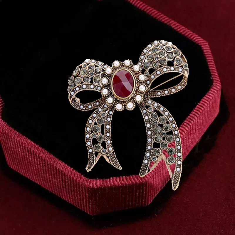 Vintage Black Rhinestone Bow Brooch Ladies Big Bow Brooch Fashion Jewelry  Accessories - AliExpress