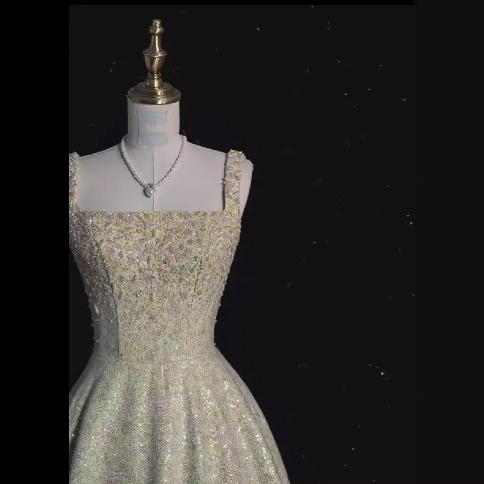 New Chinese style morning gown bride wedding toast engagement dress light luxury niche sexy halter neck temperament performance