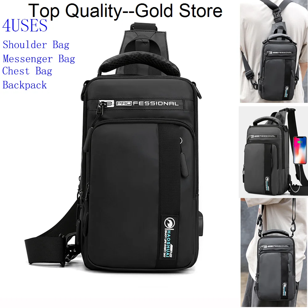 

Нейлоновые нагрудные сумки высокого качества, мужская сумка через плечо с USB-зарядкой в стиле милитари, многослойный мужской рюкзак-слинг на одно плечо