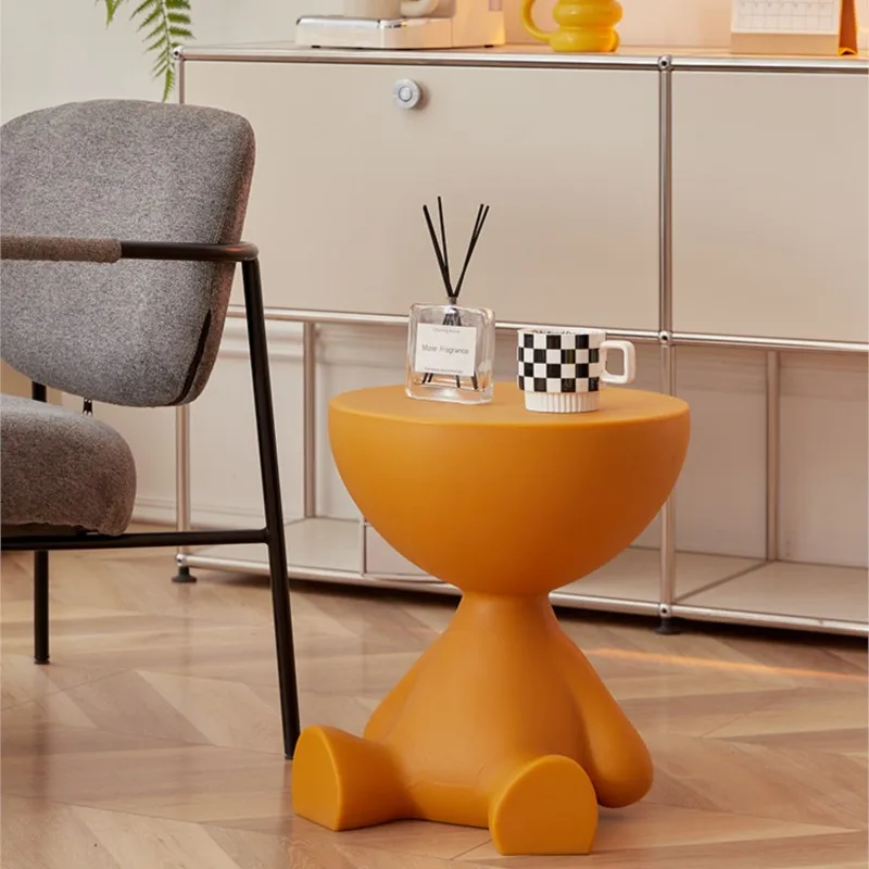 MOMO Cream Style Small Flat Tea Table Small Household Sofa Side Table Celebrity INS Designer Bedroom Plastic Cute Side side end table