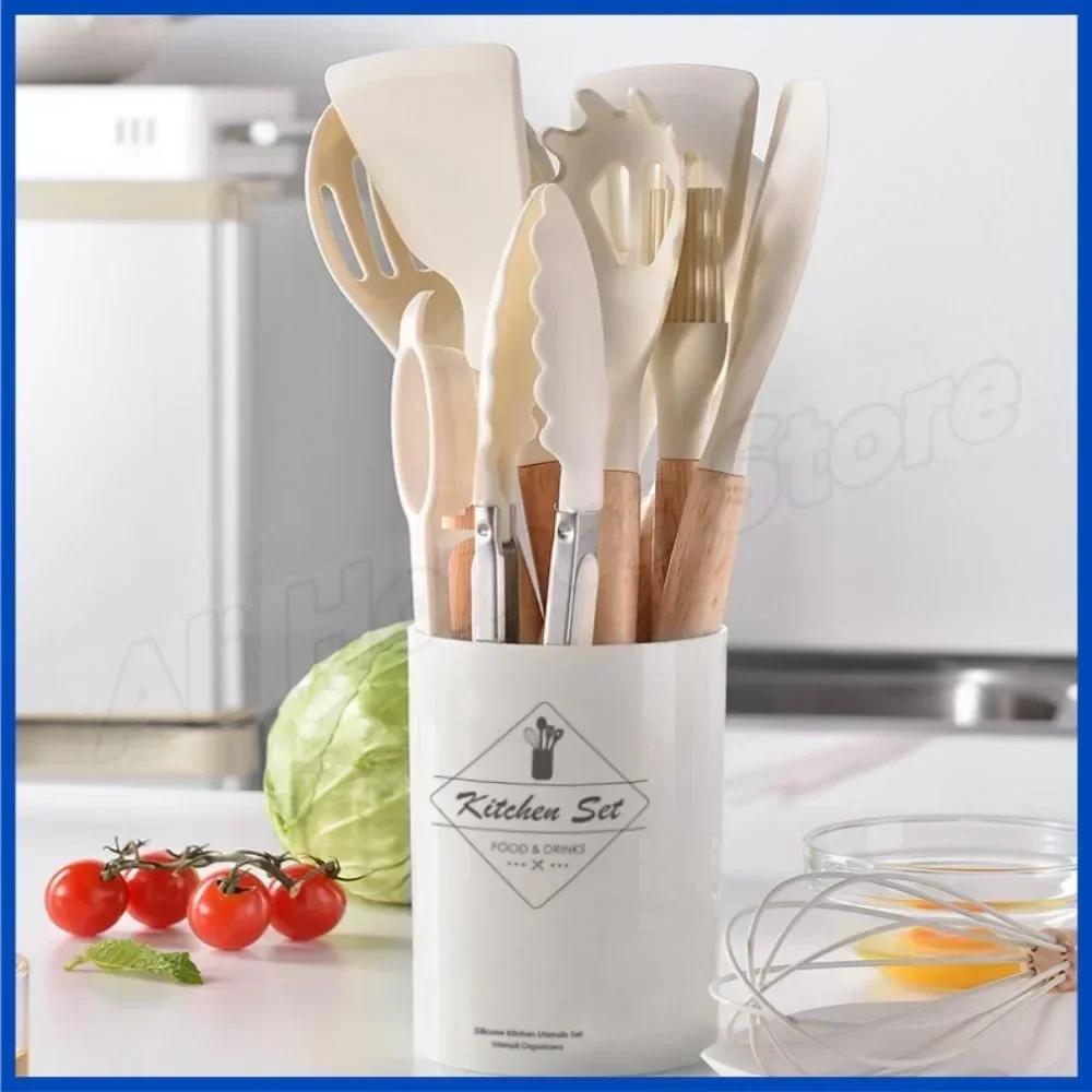 Silicone Food Grade Utensils Cooking Sets Turner Spatula Measuring Spoon Practical Cookware Cooking Tool Kitchenware Set