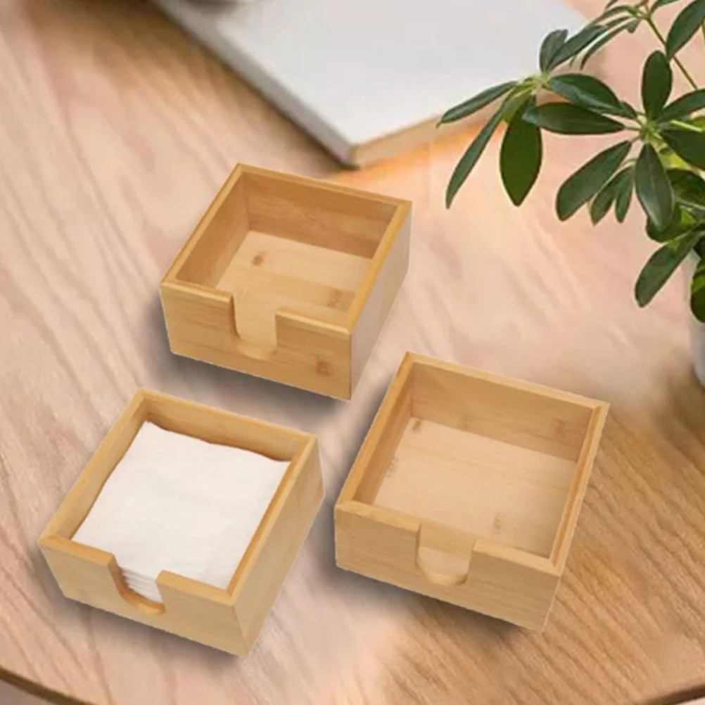Square Bamboo Tissue Box Household Napkin Case Kitchen Paper Holder Living Room Wipes Dispenser Home Storage ganization 3