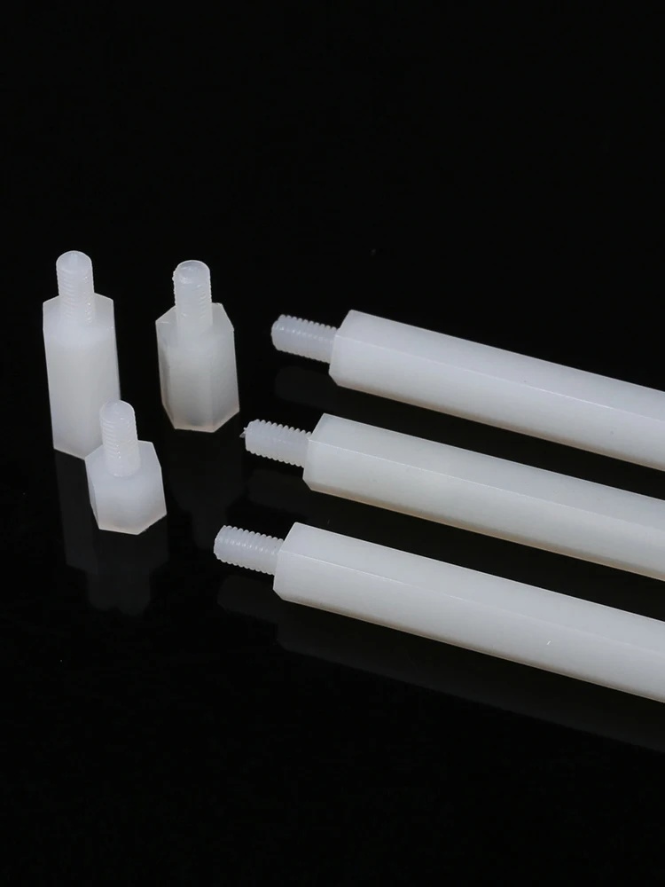Description Picture 3 of itemNylon Hexagonal White M2 M2.5 M3 M4 M5 Single Head Hexagonal nylon column Threaded Pillar Insulation Isolation Support Bolt