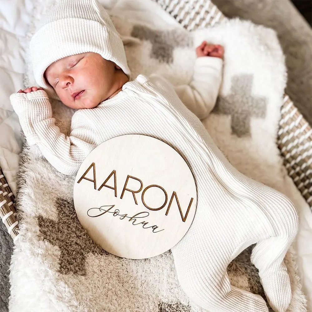 나무  이름 게시판 나무 새겨진 이름 보드  게시판 사진 소품 베이비 샤워 선물..