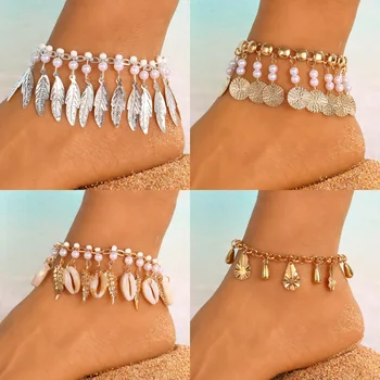 Ocean Beach Style Tassel Anklet Korean Beach Charms Ankle Bracelet Jewellery Pearl Shell Anklets For Women Foot Jewelry 2025 New