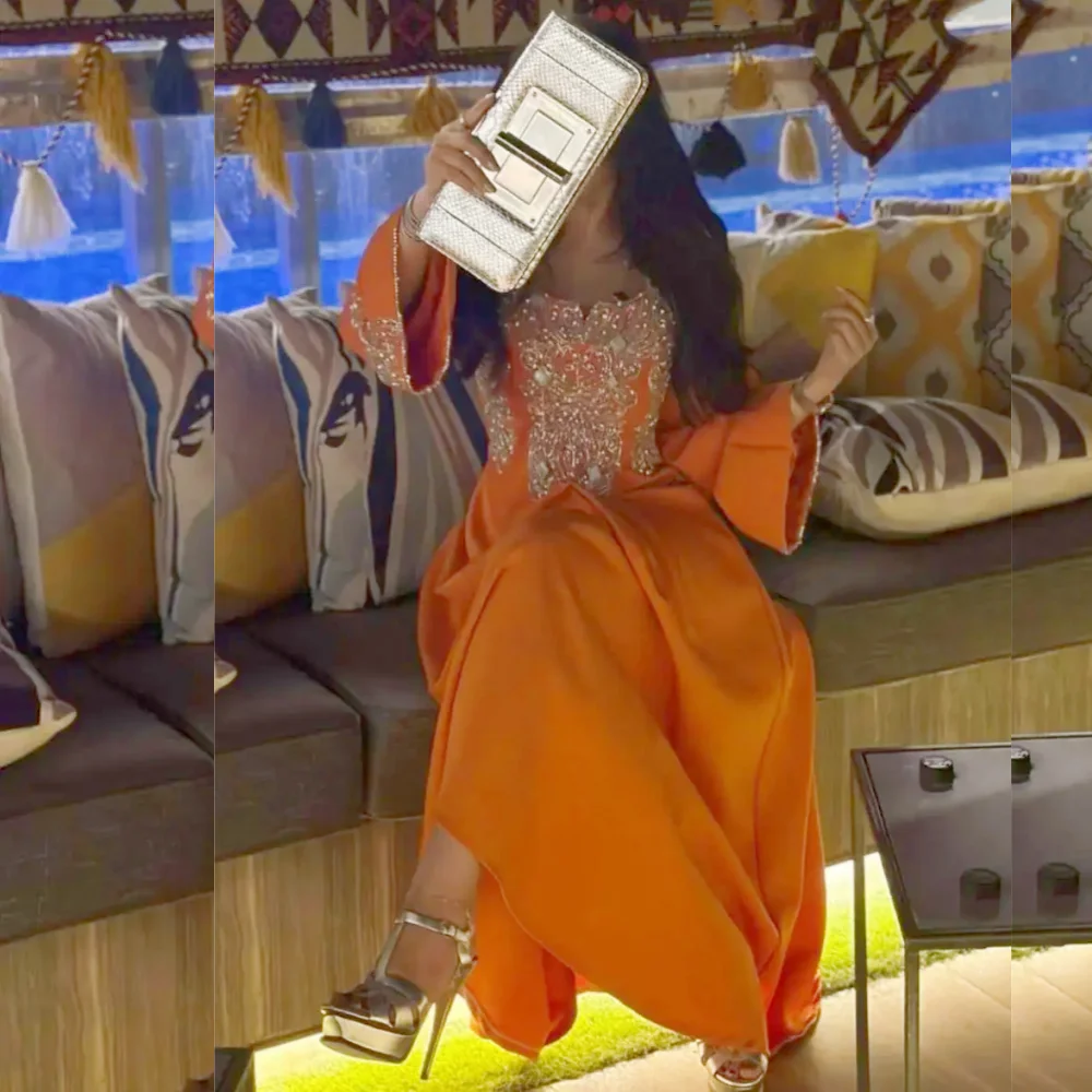 

Ball Dress Evening Jersey Beading Ruffle Valentine's Day A-line O-Neck Bespoke Occasion Gown Midi Dresses Saudi Arabia