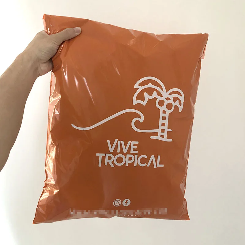 100pcs Waterproof Custom Printed Orange Mailer Mailing Express Self Seal Plastic Packaging Bags 6