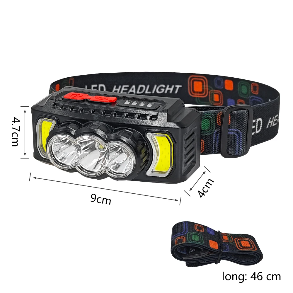 400000LM Headlamp Super Bright LED Headlamp USB Rechargeable Head Torch Built-in Battery 18650 Flashlight Outdoor Portable Light
