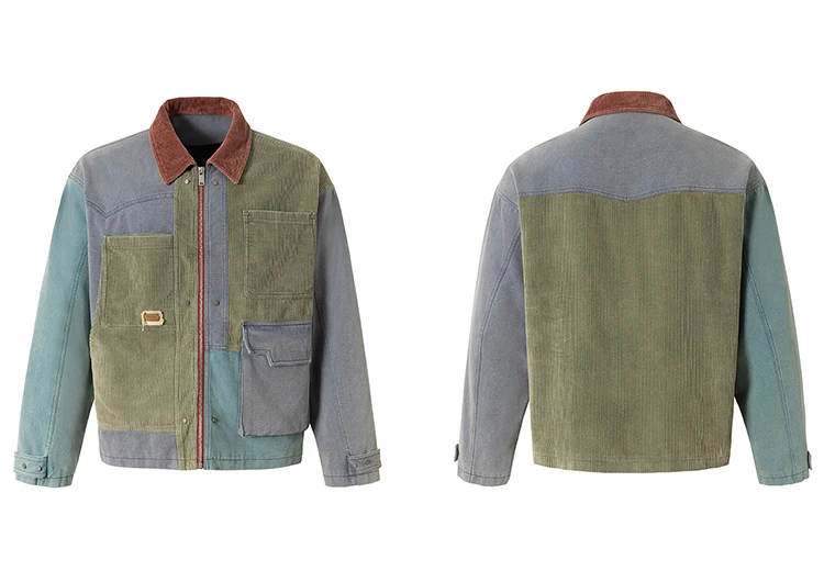 Color Block Patchwork Corduroy Denim Jacket 3 Color Block Patchwork Corduroy Denim Jacket S613672cfab2243a694c4c6efb0269914N