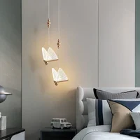 Modern LED Pendant Lights Luxury Creative Chandeliers Butterfly Single Double Head Nordic Bedside Long-line Hanging Lamp 1