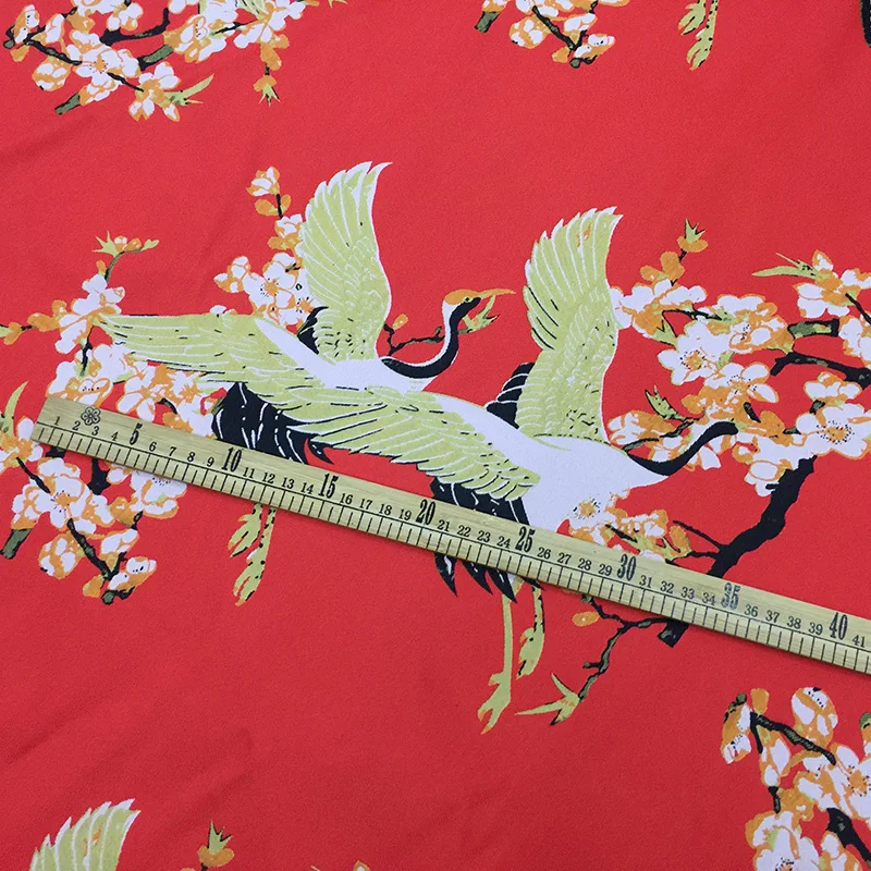 

Jacquard Brocade Fabric Spring Autumn Winter Chinese Style Crane Pattern Dress Cotton Jacket Cheongsam Fabrics by the Meter