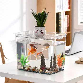 Beginner Fish Tank Stackable Transparent Cube Tank Small Fish Bowl For Temporary Space Turtle Tanks Desktop Aquarium For 1