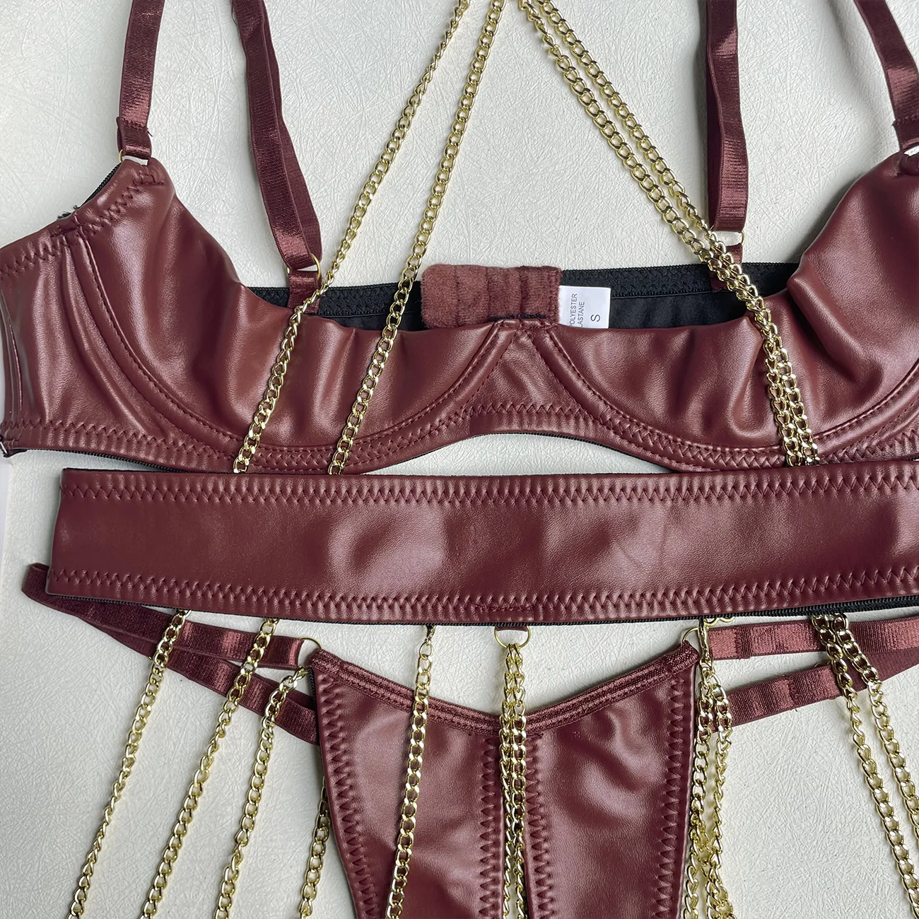 Lust - Crotchless & Half Cups Leather Lingerie