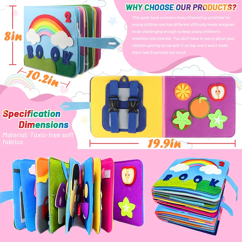 Montessori Toddler Busy Board 3D Baby Story Felt Cloth Book Early Learning  Education Toys Gifts for Children 2 3 years