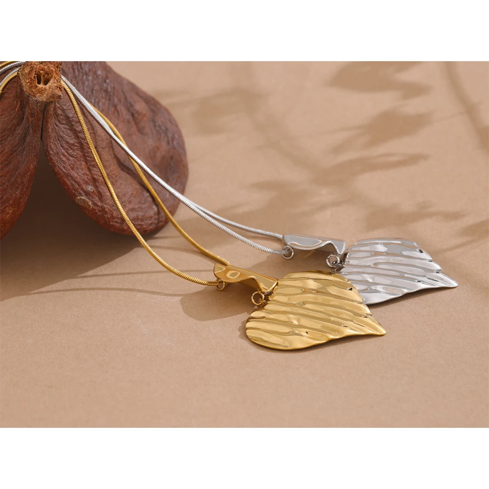 Yhpup Stainless Steel Metal Big Heart Love Statement Necklace