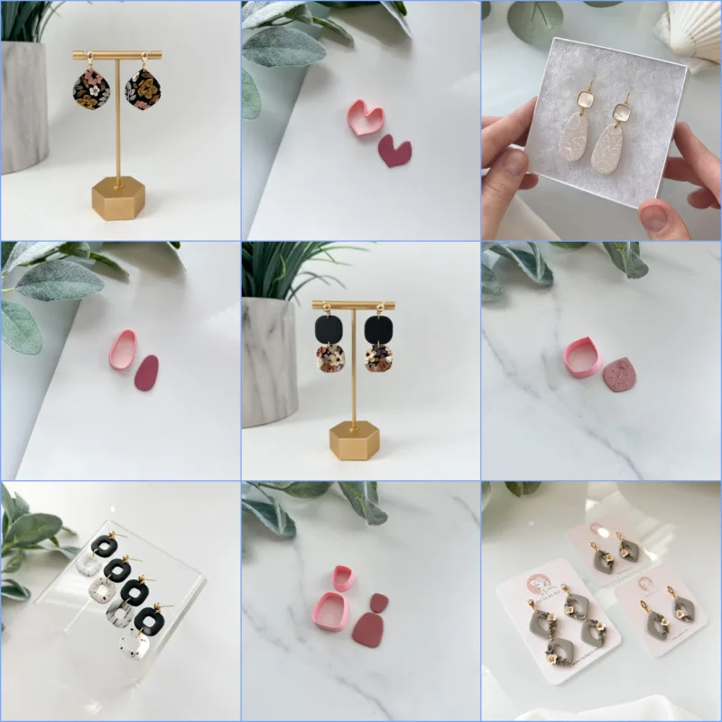 도예DIY DIY 주얼리 제작용 레드 세라믹 비즈, 수제 다중 패턴 스페이서 비즈, 크리스마스 액세서리, 페인트 팩, 5-10 개 10 DIY 기하학적 귀걸이 쥬얼리 펜던트, 인스타그램 스타일, 부드러운 도자기 귀걸이, 폴리머 클레이 커터, 수제 귀걸이 클레이 몰드