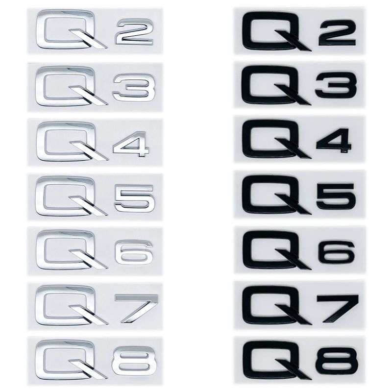 3D Black/Silver ABS Emblem - Numbers & Letters Logo Sticker