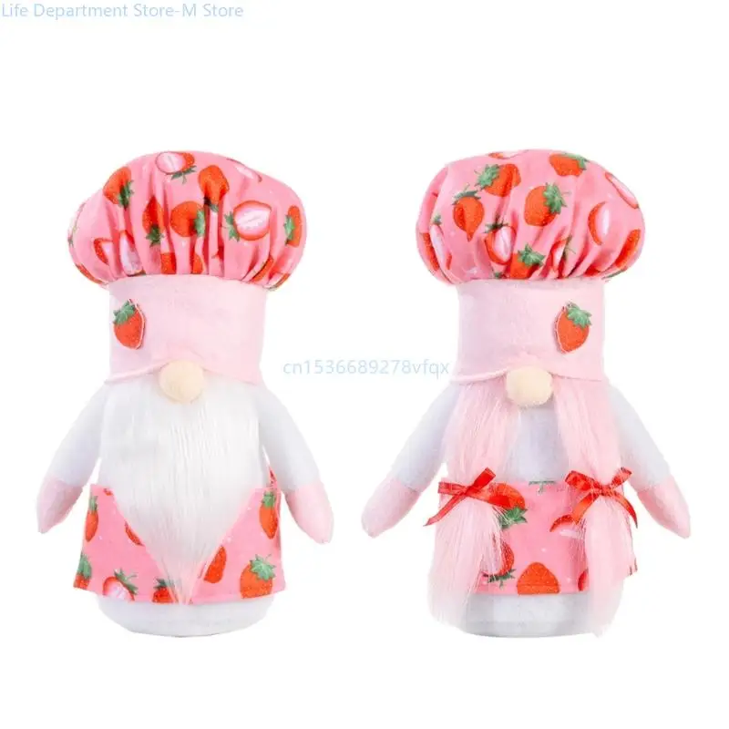 

2pcs Strawberry Chef Gnome Decorative Crafts Household Decoration Crafts