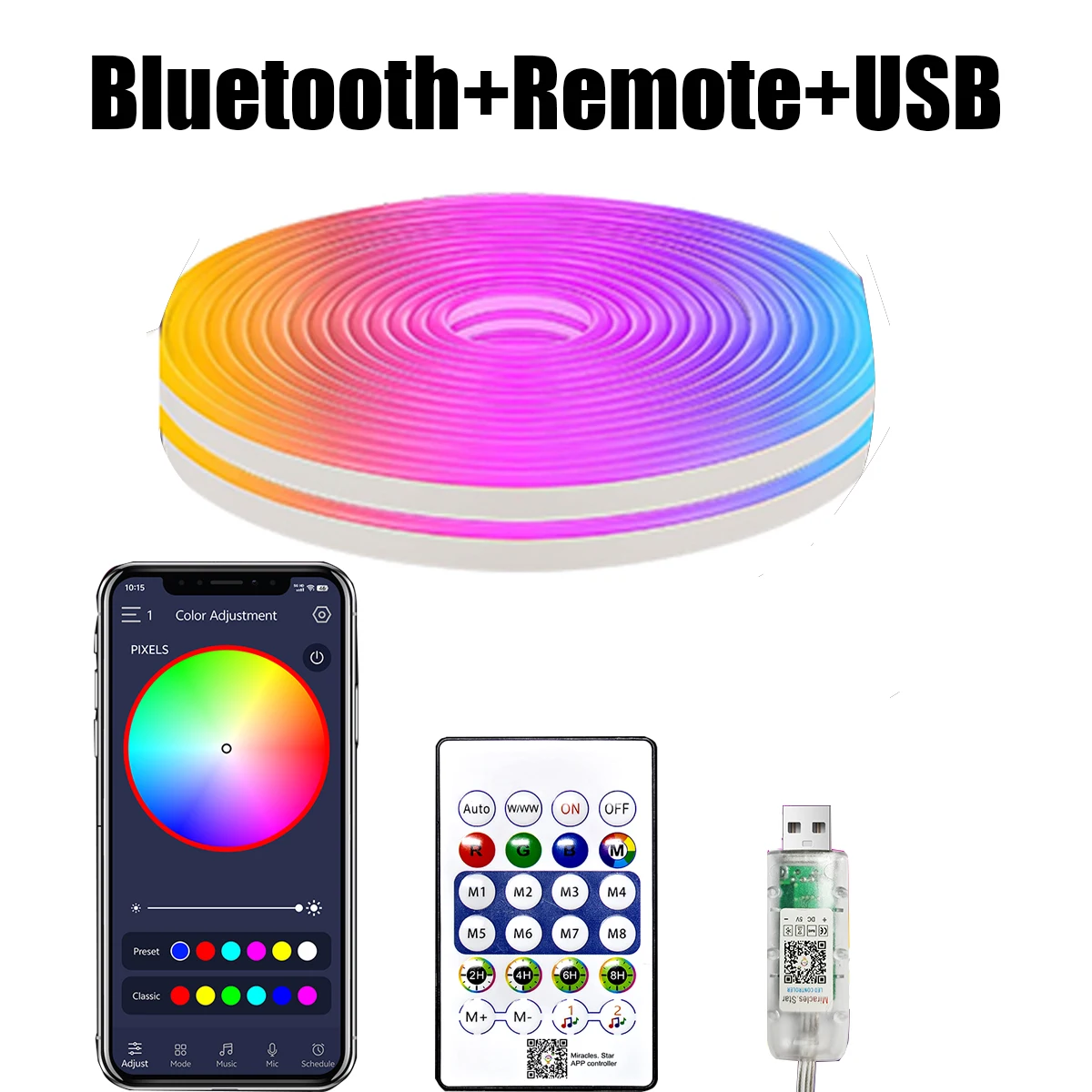 RGBIC LED Neon Strip Lights with Bluetooth and Music Sync - DIY Ambient Lighting for Home and Bedroom Decoration