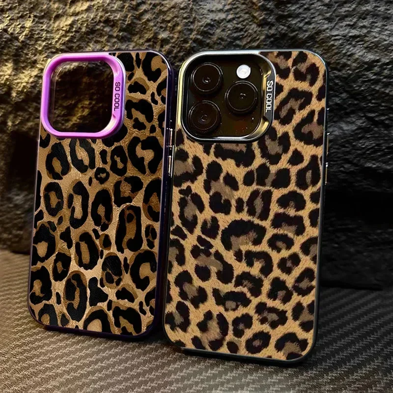 Brown Leopard Anti-Drop Armor Phone Case with Lens Protection