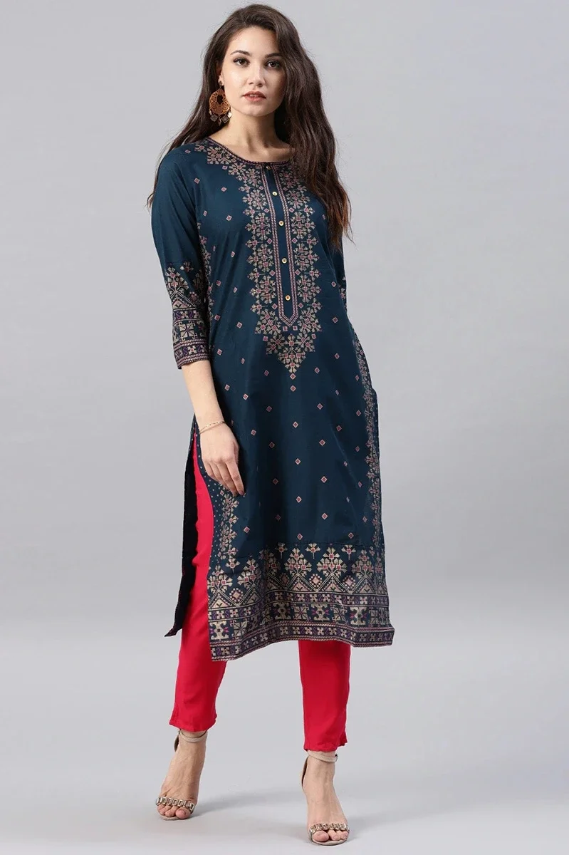 Kurtas Women Indian Dress Cotton Printed Floral Ethnic Style Kurti Top South Asian Clothes indian sari scarf indian sari top
