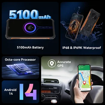 Cubot KingKong ES Ultra-thin Rugged Android Smartphone, 16GB RAM(6GB+10GB), 128GB ROM, 6.56 6