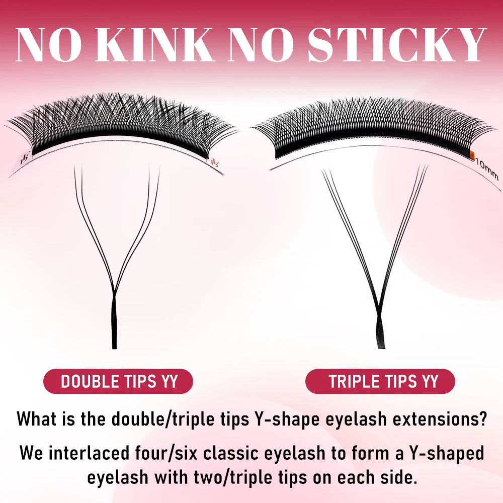 Enhanced Faux Mink Eyelash Extension with Split Tips - 2D/3D Premade Fan, 8-15mm, Black/Brown