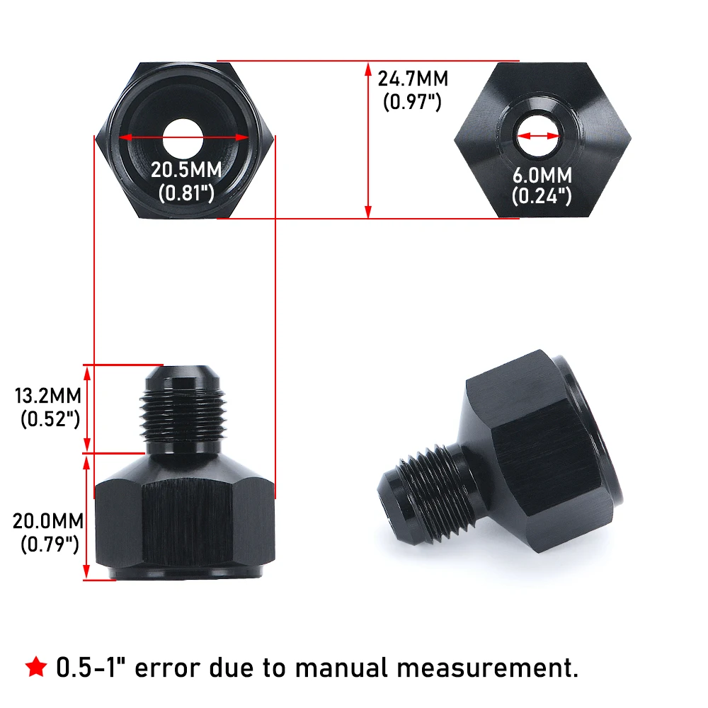 PQY-10AN AN10 Female to 6AN AN6 Male Reducer Fitting PQY-SL894-10-06