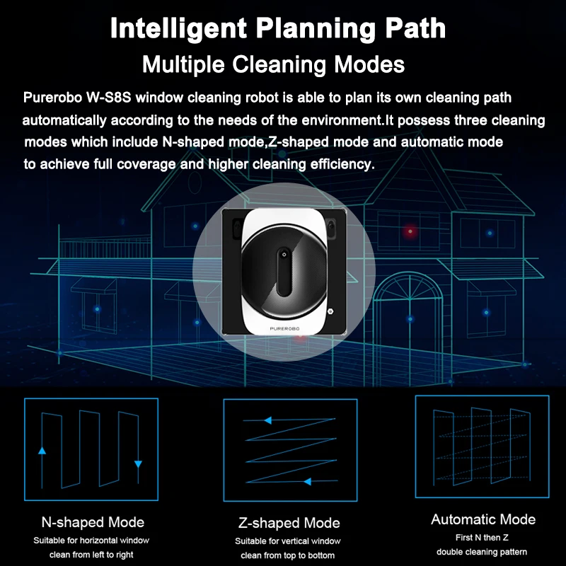 Purerobo W-S8S window cleaning robot with APP vacuum cleaner window cleaning robot window cleaner electric glass for home 4