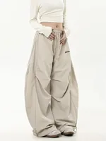 Retro Y2K Hip Hop Streetwear Casual Chic Matching Sweatpant Oversize Women's Wide Leg Pant Low Waist Drawstring Lady Cargo Pants - Image 3