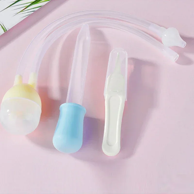 Safety Nose Cleaner Newborn Baby 3pcs/box Kids Vacuum Suction Nasal Aspirator Set Infants Medicine Dropper Accessories Baby Care