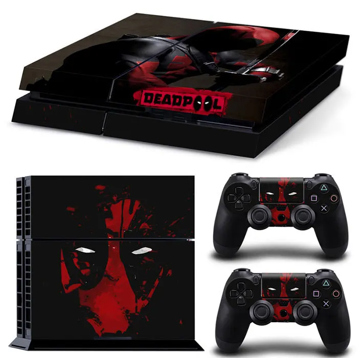 Marvel Deadpool Vinyl Skin Sticker for PS4 Slim Console and 2 Controllers Decal Cover Game Accessories 