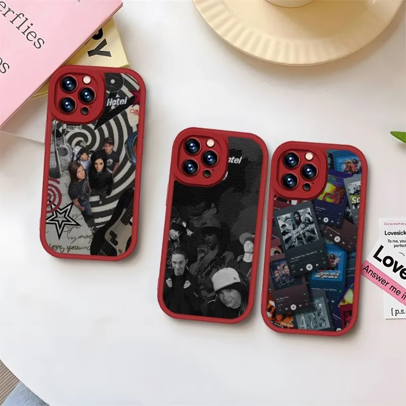 Cool Music Tomkaulitz Custodia Per Telefono Rossa Per Iphone 11 13 14 12 Pro Max Mini Xs X Xr 7 8 Plus Se2020 Pelle Silicone Texture Coque
