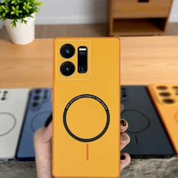 Shockproof Color Magnetic Silicone Back Cover - Vivo Y35 4G (XCK orange)