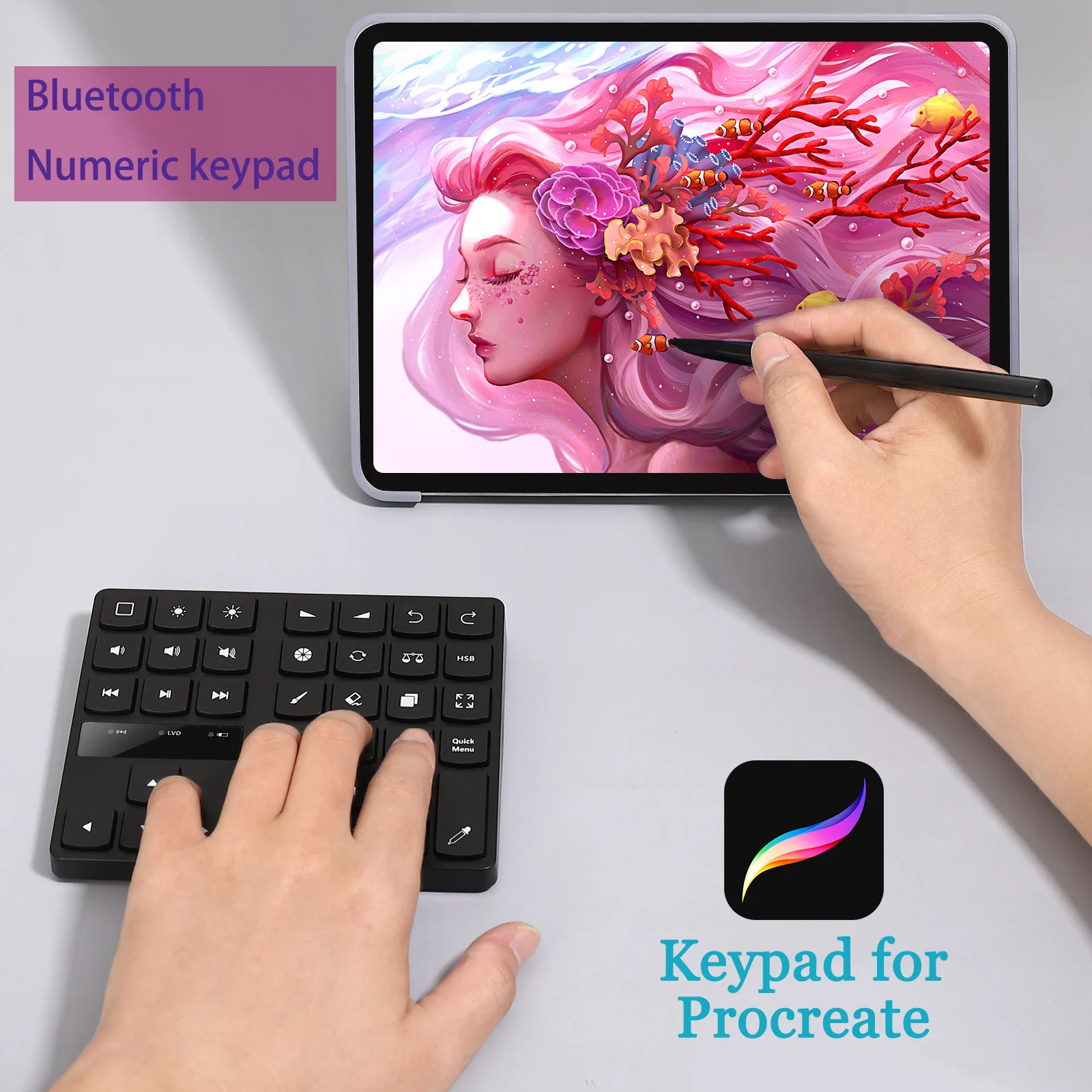

Bluetooth цифровая клавиатура перезаряжаемая Беспроводная мини-клавиатура совместимая с рисунком цифровая клавиатура Procreate для Mac OS и IOS