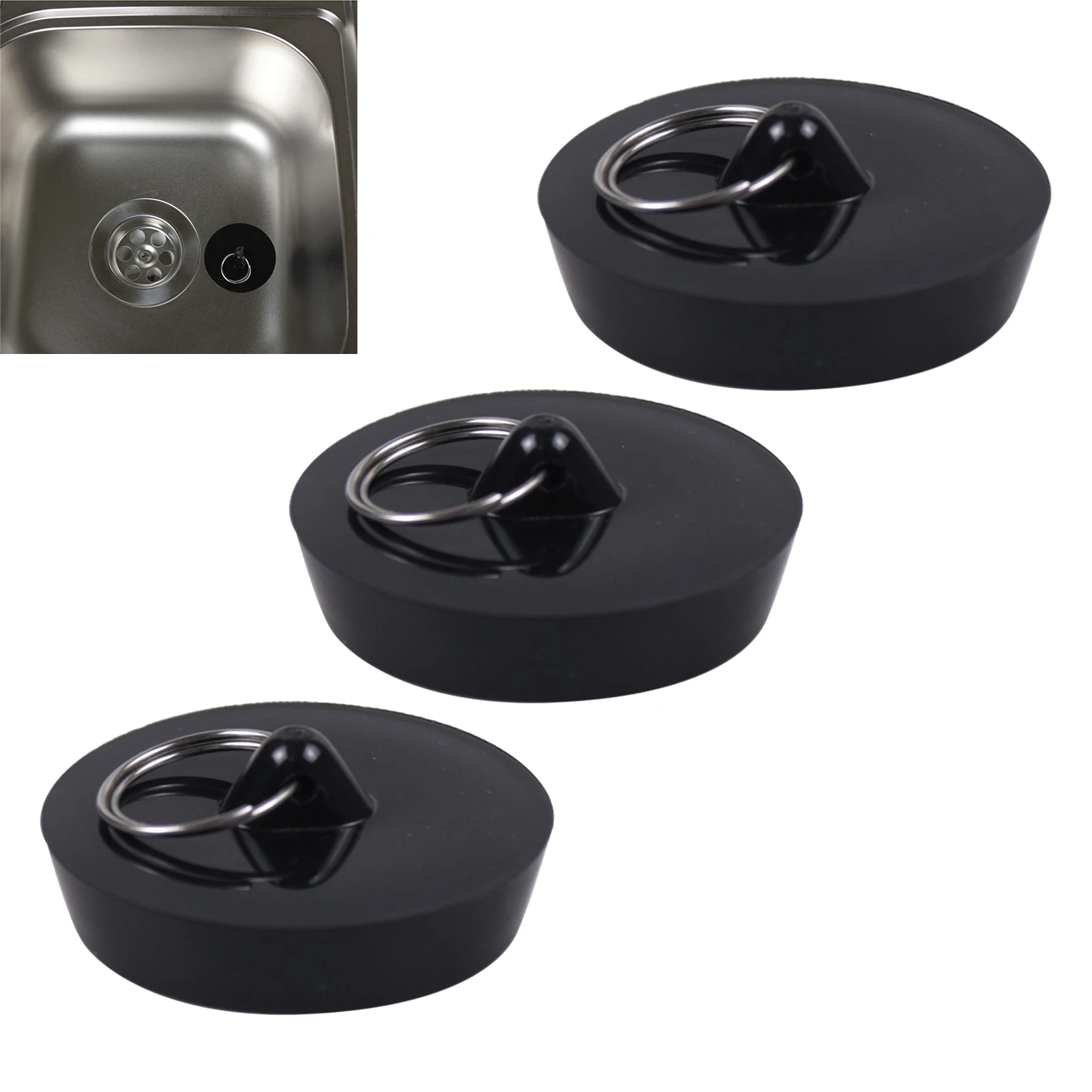 3pcs 45mm Tub Stopper Bath Plug Kitchen Sink Wash Basin